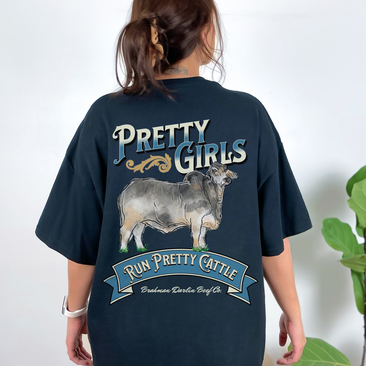 Pretty Girls Run Pretty Cattle Comfort Colors Tee | Brahman Darlin
