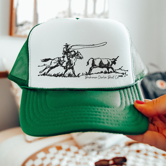 Roping Cowboy Western Trucker Hat