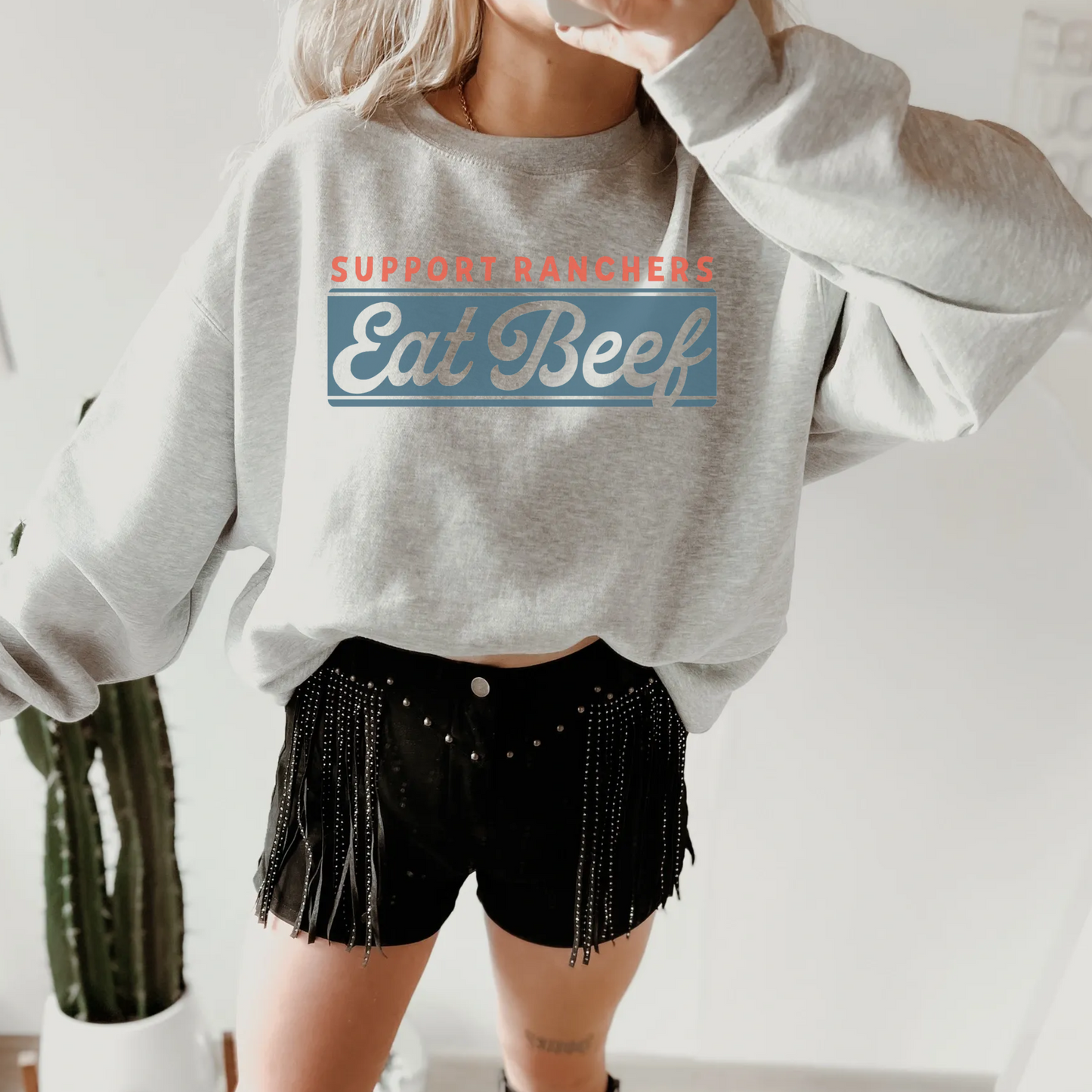 Support Ranchers Eat Beef Crewneck Sweatshirt