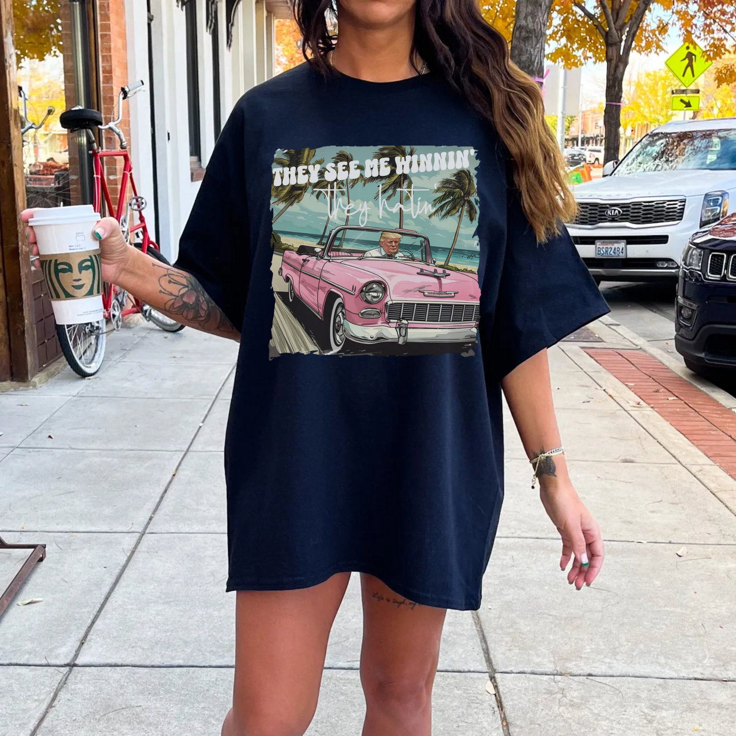 They See Me Winnin Trump 2024 Retro Car Shirt