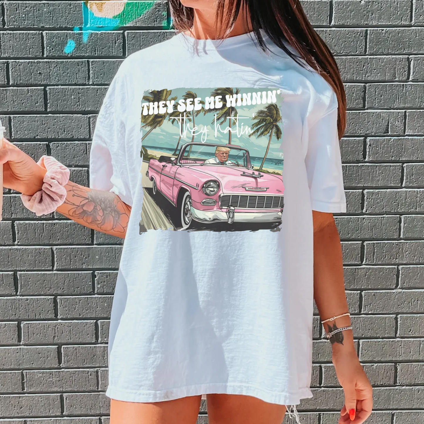 They See Me Winnin Trump 2024 Retro Car Shirt