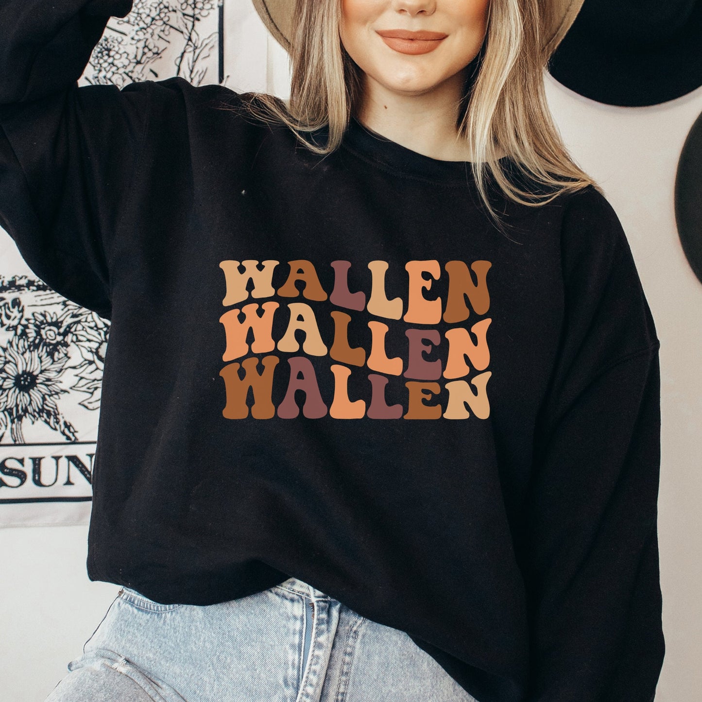 Wallen Neutral Color Wavy Sweatshirt