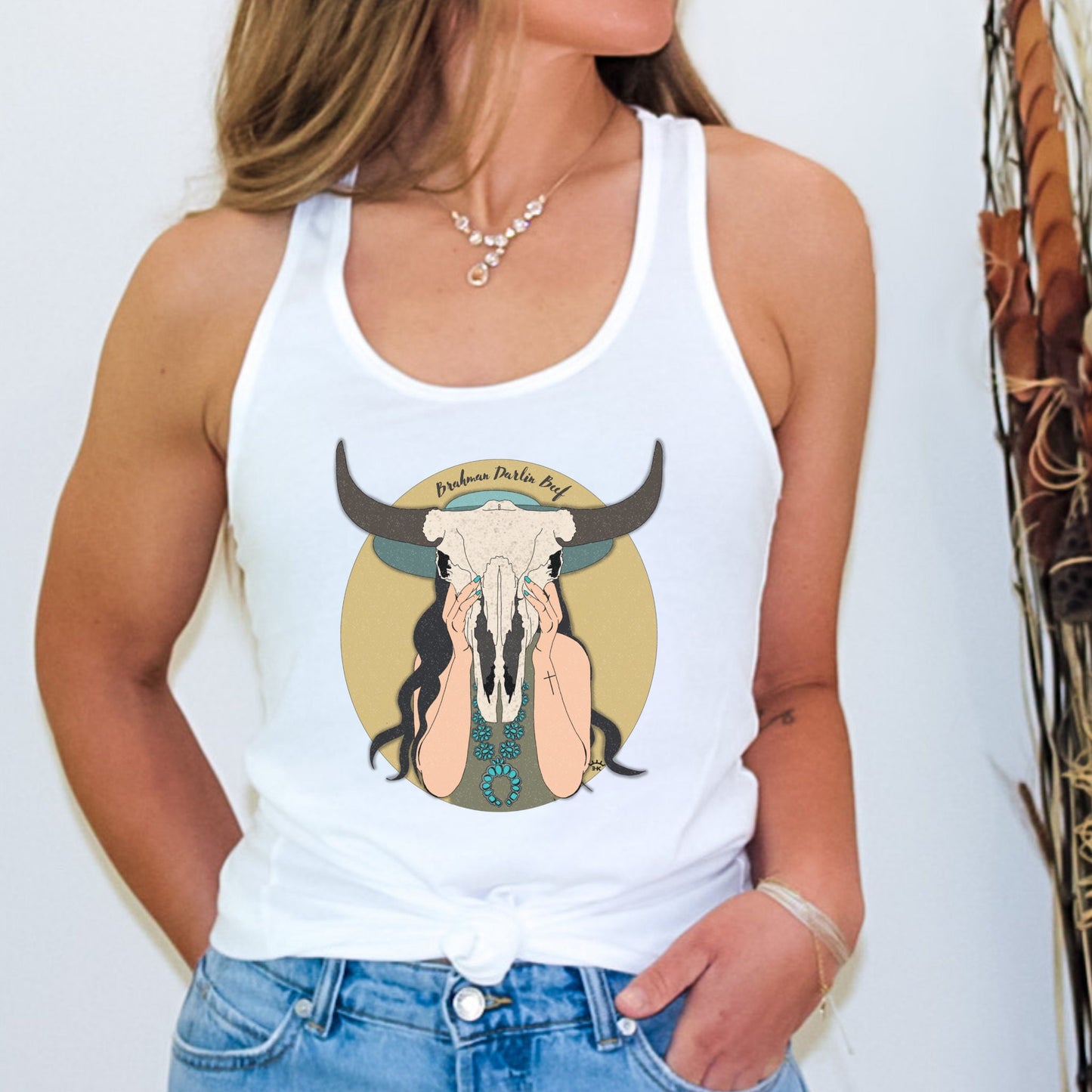 Western Skull Woman Tank Top